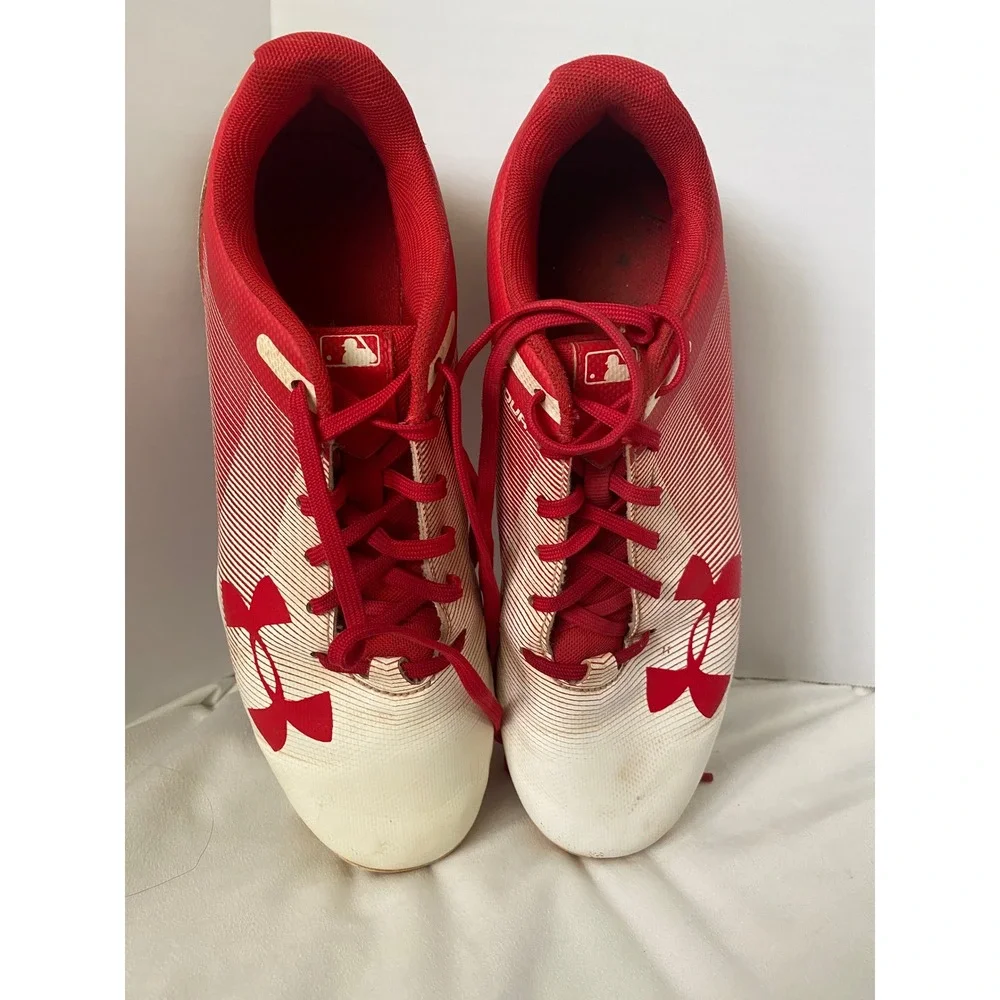 Under Armour Leadoff Low RM Baseball Cleats Red White Mens 7.5 1297317-611